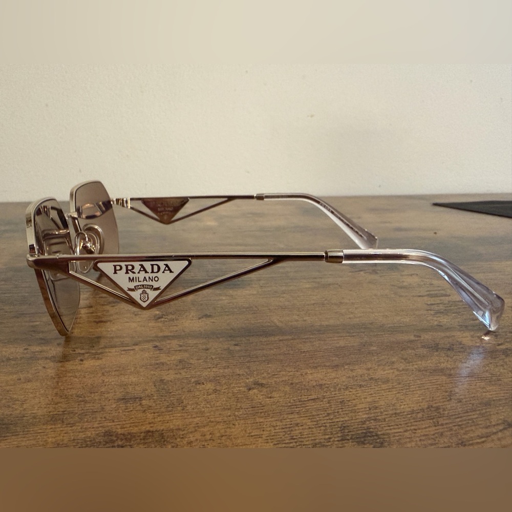 Prada Gold Hexagonal Sunglasses with Dark Lenses - Picture 4 of 12